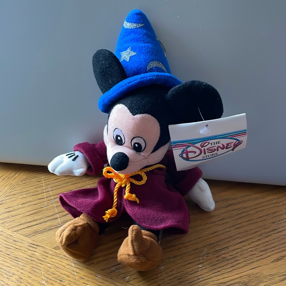 Disney Store Sorcerer Mickey Bean Bag Plush Stuffed Animal Toy 9”